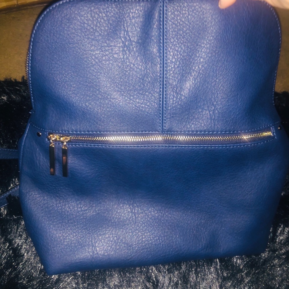 Blue Leather Backpack